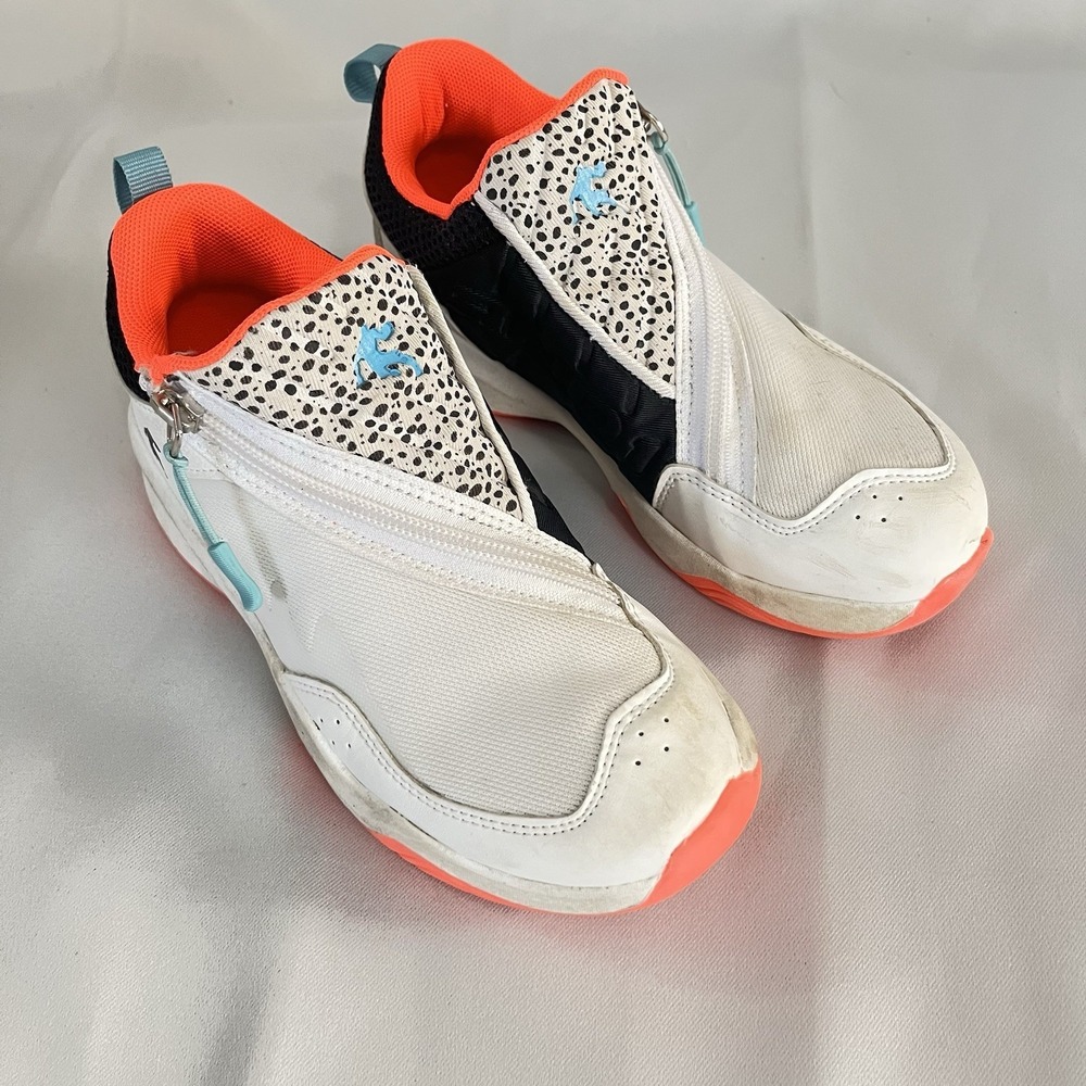 AND1 Boys' Athletic Zipper Animal Print Sneakers White Orange Black Blue Size 2